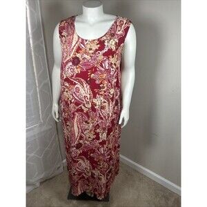 Anna Maxwell 2X Red Paisley Floral Maxi Dress Boho Romantic Cottagecore Feminine